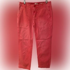 J Crew cropped cotton pants w front patch pockets & buttoned flap back pockets